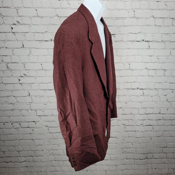 Bachrach Red 100% Wool Houndstooth 2 Button Ventless Notch Blazer Sport Coat 44 - Picture 16 of 16